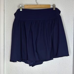 L.L. Bean navy Blue Swimsuit Skort-Style Shorts Flattering Elastic Waistband 22W